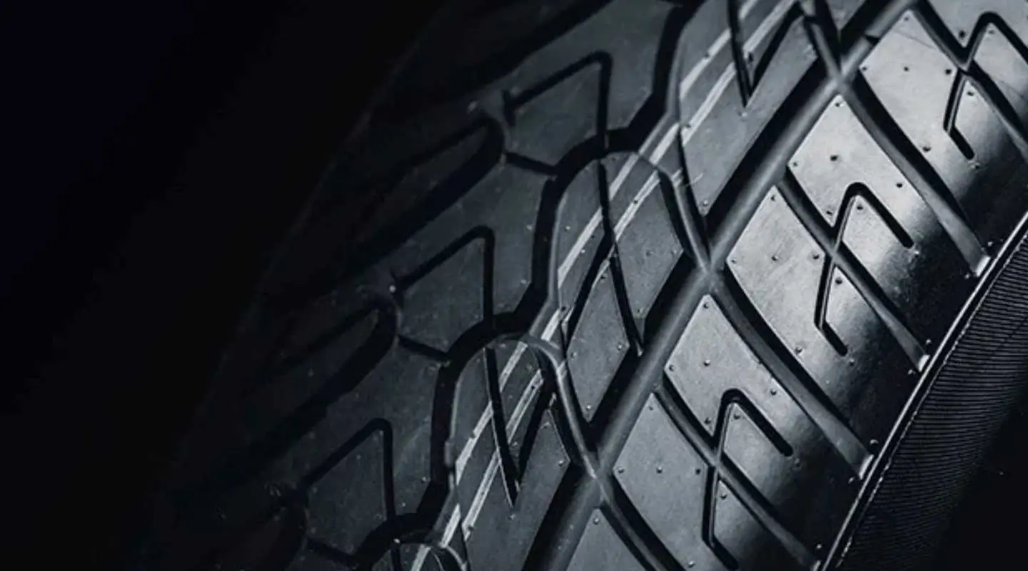 Close-up of a tyre tread