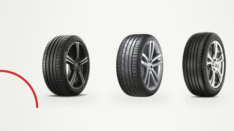 Three car tyres side by side