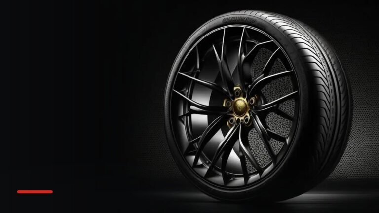 Black alloy wheel with a low-profile tyre